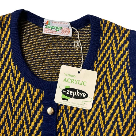 70s vintage sweater vest tank top sleveless zig zag knitted pattern zephyr. - Picture 5 of 6